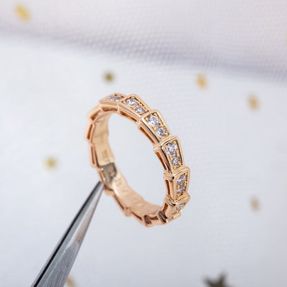 [✨ROSE✨]SERPENTI RING PINK GOLD DIAMOND PAVED 3MM
