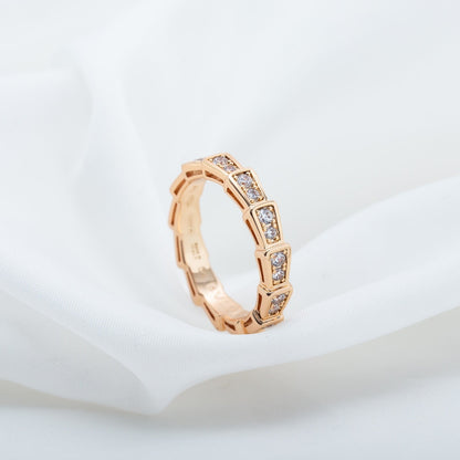 [✨ROSE✨]SERPENTI RING PINK GOLD DIAMOND PAVED 3MM