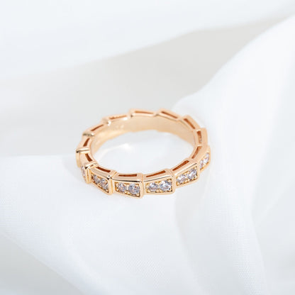 [✨ROSE✨]SERPENTI RING PINK GOLD DIAMOND PAVED 3MM