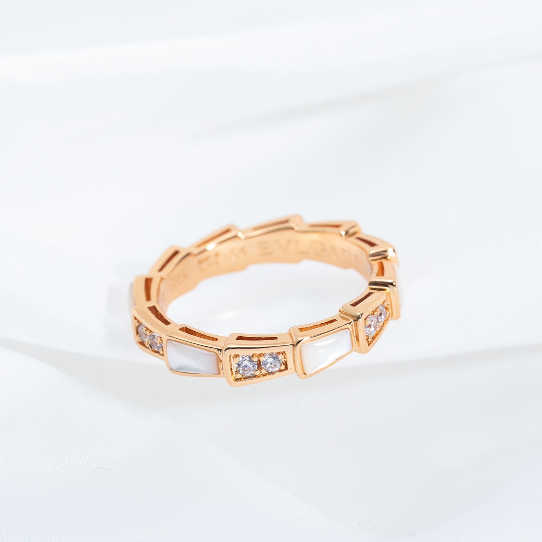 [✨ROSE✨]SERPENTI RING PINK GOLD DIAMOND MOP 3MM