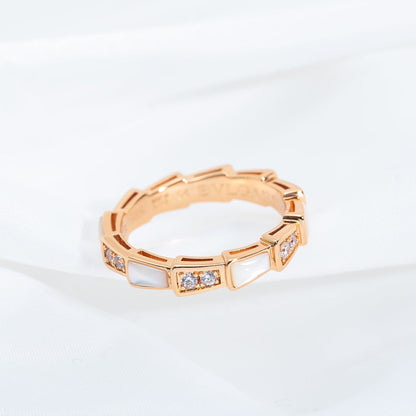 [✨ROSE✨]SERPENTI RING PINK GOLD DIAMOND MOP 3MM