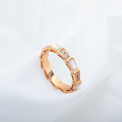 [✨ROSE✨]SERPENTI RING PINK GOLD DIAMOND MOP 3MM