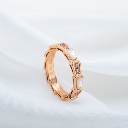 [✨ROSE✨]SERPENTI RING PINK GOLD DIAMOND MOP 3MM