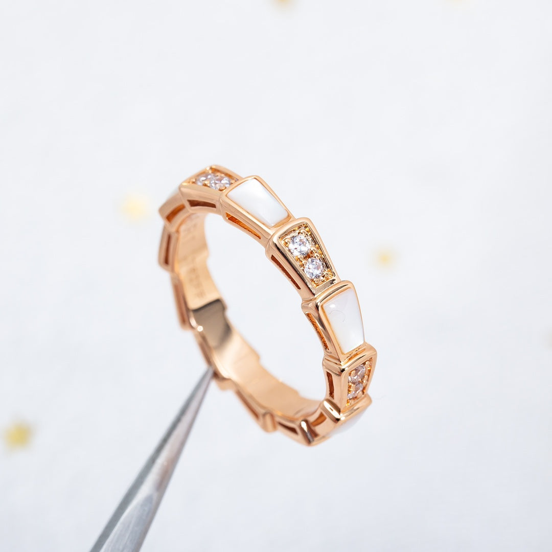 [✨ROSE✨]SERPENTI RING PINK GOLD DIAMOND MOP 3MM