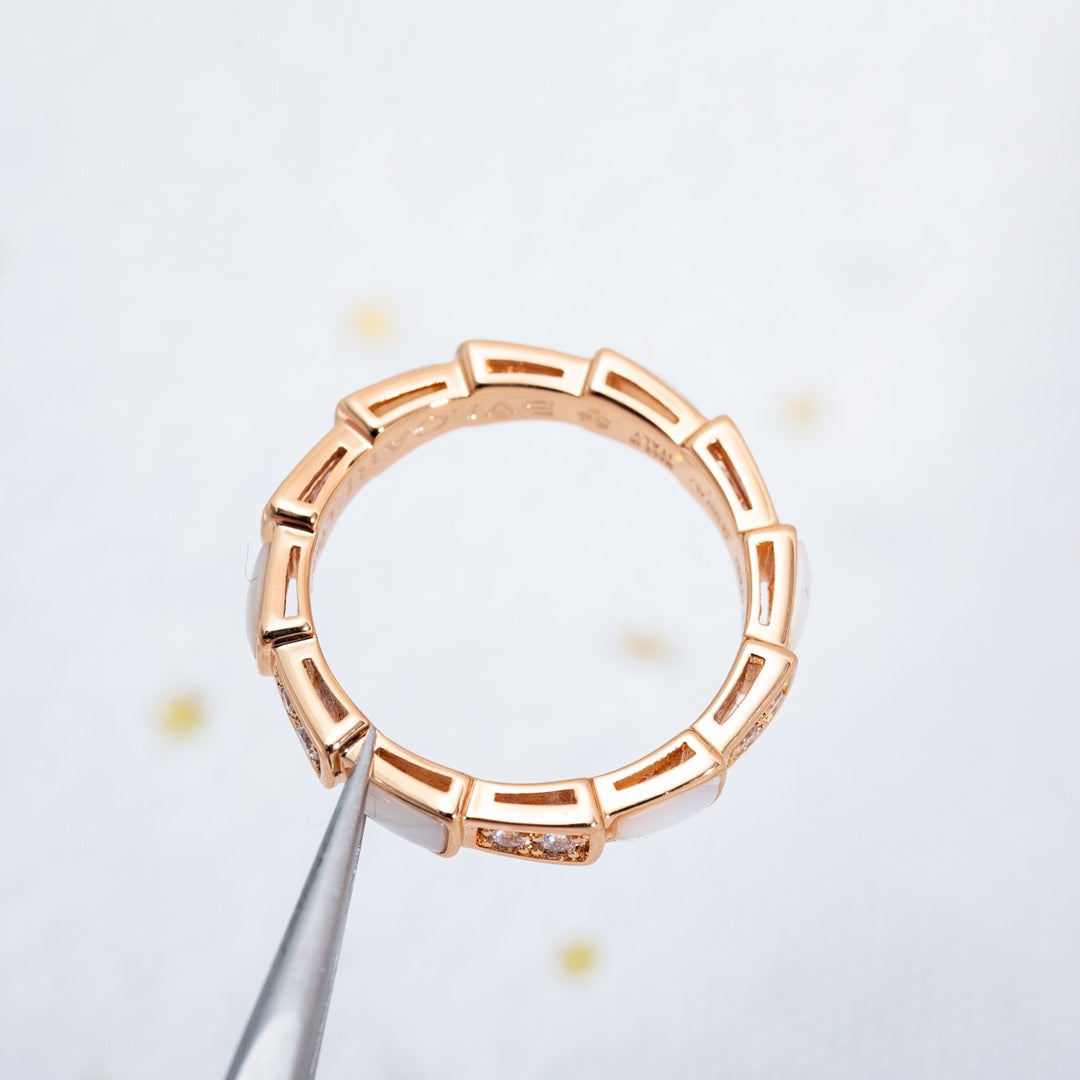 [✨ROSE✨]SERPENTI RING PINK GOLD DIAMOND MOP 3MM