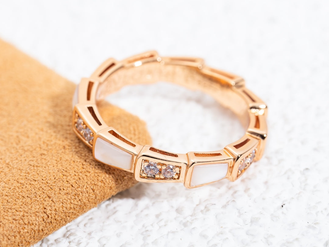 [✨ROSE✨]SERPENTI RING PINK GOLD DIAMOND MOP 3MM