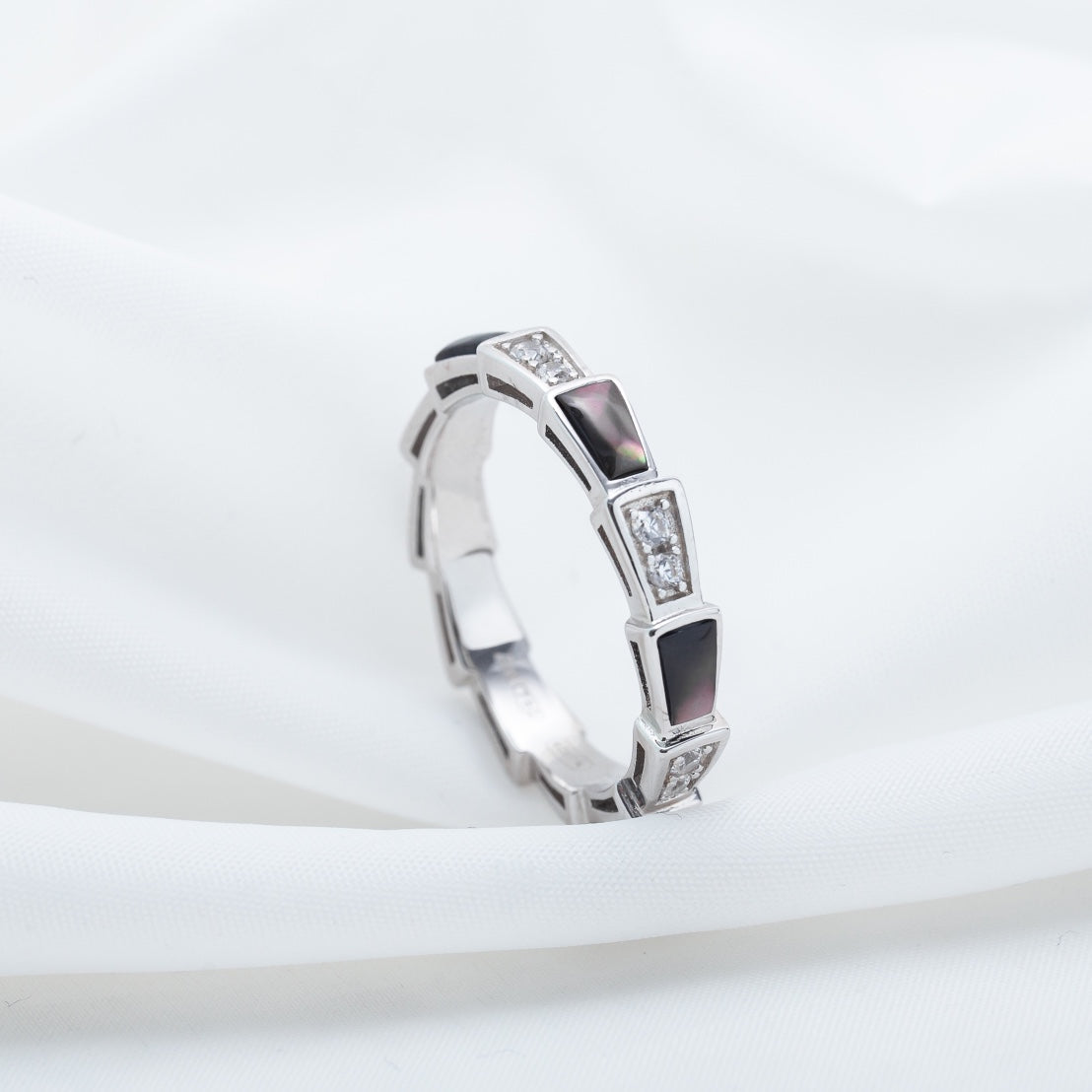 [✨ROSE✨]SERPENTI RING SILVER  DIAMOND BLACK MOP 3MM