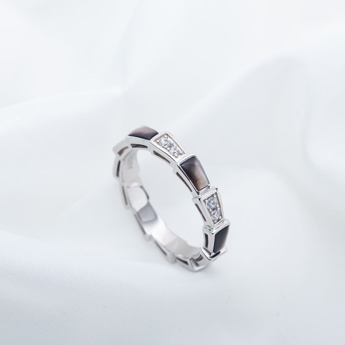 [✨ROSE✨]SERPENTI RING SILVER  DIAMOND BLACK MOP 3MM