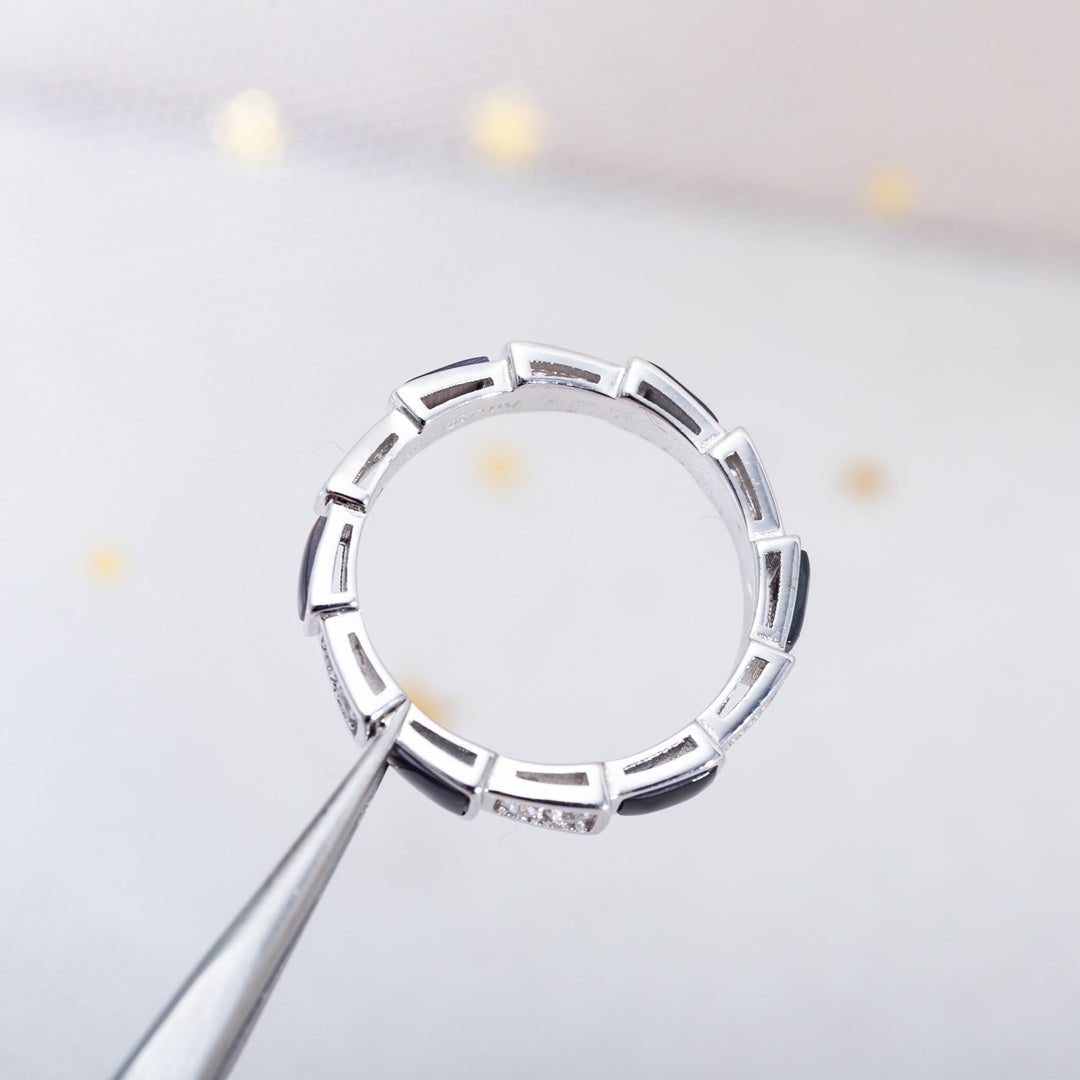 [✨ROSE✨]SERPENTI RING SILVER  DIAMOND BLACK MOP 3MM