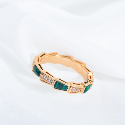 [✨ROSE✨]SERPENTI RING PINK GOLD MALACHITE DIAMOND 3MM