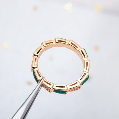 [✨ROSE✨]SERPENTI RING PINK GOLD MALACHITE DIAMOND 3MM
