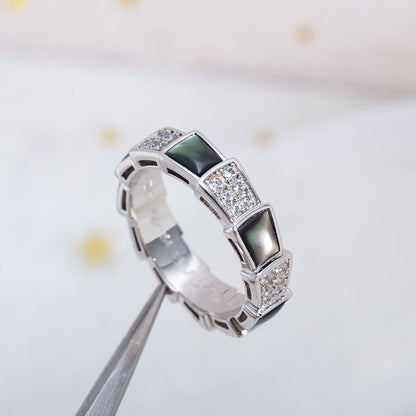 [✨ROSE✨]SERPENTI RING SILVER DIAMOND BLACK MOP 4MM