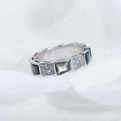 [✨ROSE✨]SERPENTI RING SILVER DIAMOND BLACK MOP 4MM