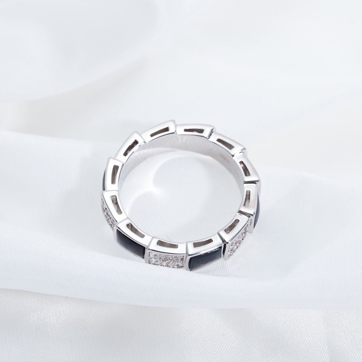 [✨ROSE✨]SERPENTI RING SILVER DIAMOND BLACK MOP 4MM