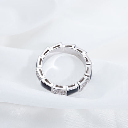 [✨ROSE✨]SERPENTI RING SILVER DIAMOND BLACK MOP 4MM