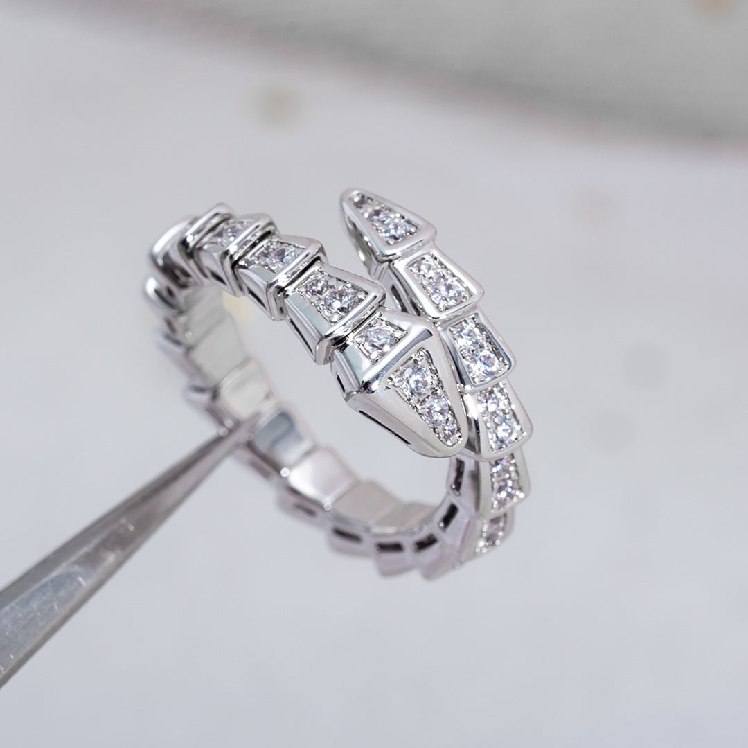 [✨ROSE✨]SERPENTI RING SILVER DIAMOND PAVED 4MM