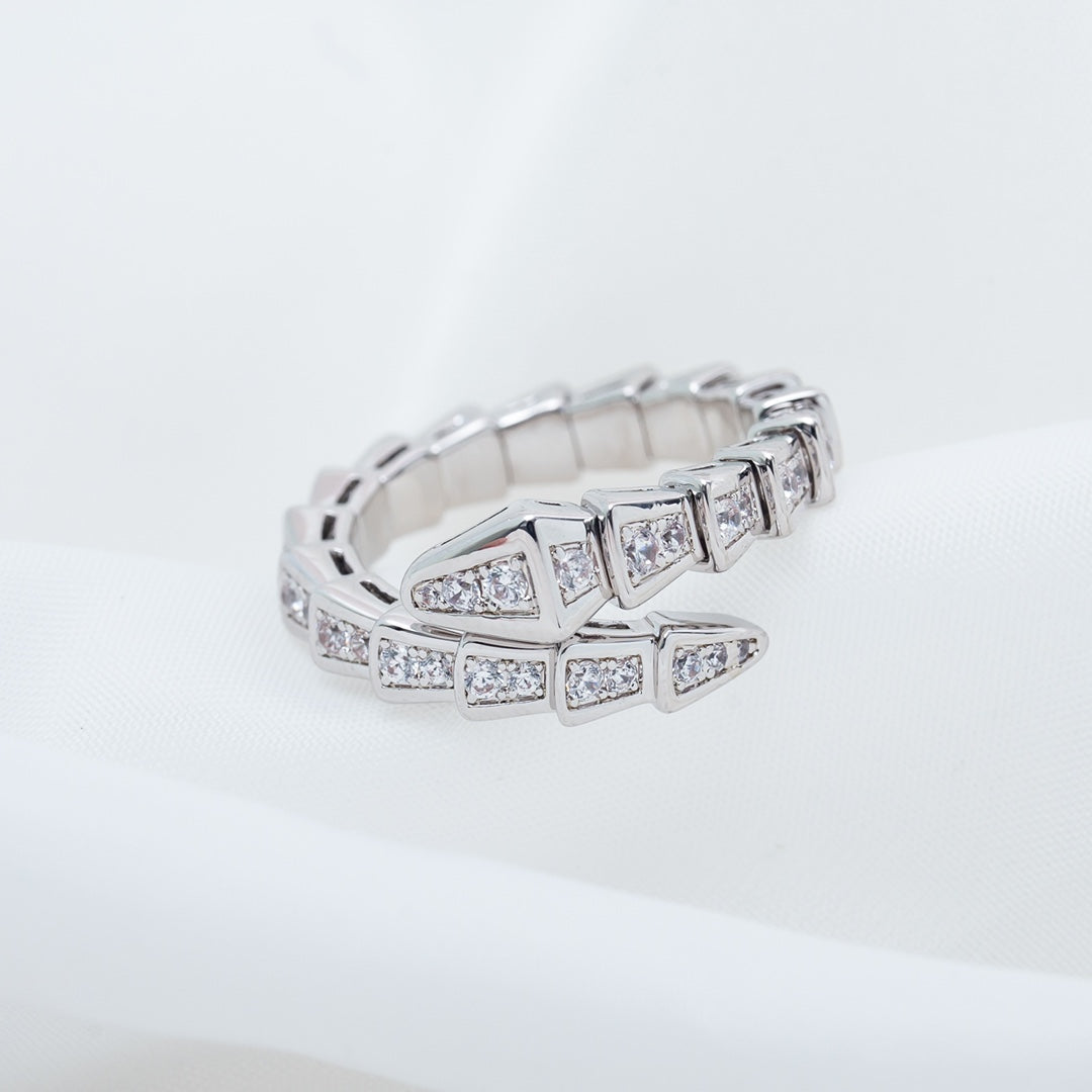[✨ROSE✨]SERPENTI RING SILVER DIAMOND PAVED 4MM