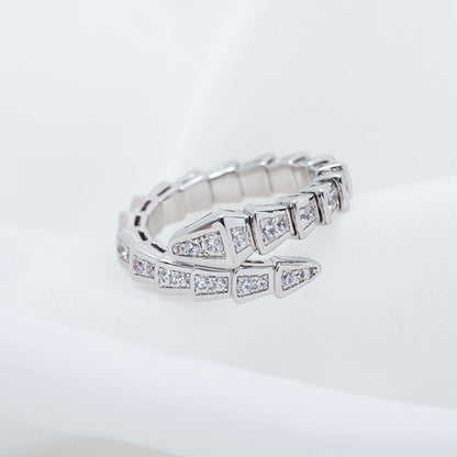 [✨ROSE✨]SERPENTI RING SILVER DIAMOND PAVED 4MM