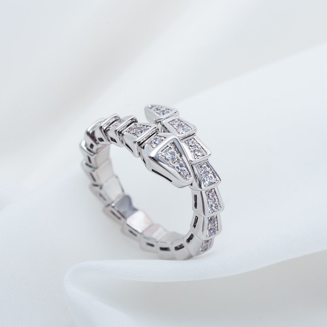 [✨ROSE✨]SERPENTI RING SILVER DIAMOND PAVED 4MM