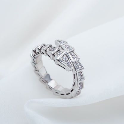 [✨ROSE✨]SERPENTI RING SILVER DIAMOND PAVED 4MM