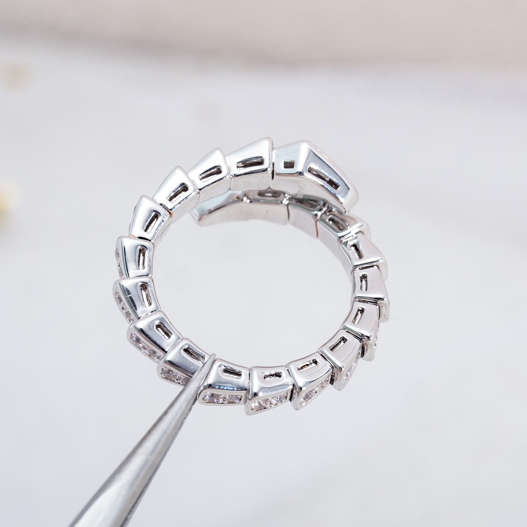 [✨ROSE✨]SERPENTI RING SILVER DIAMOND PAVED 4MM