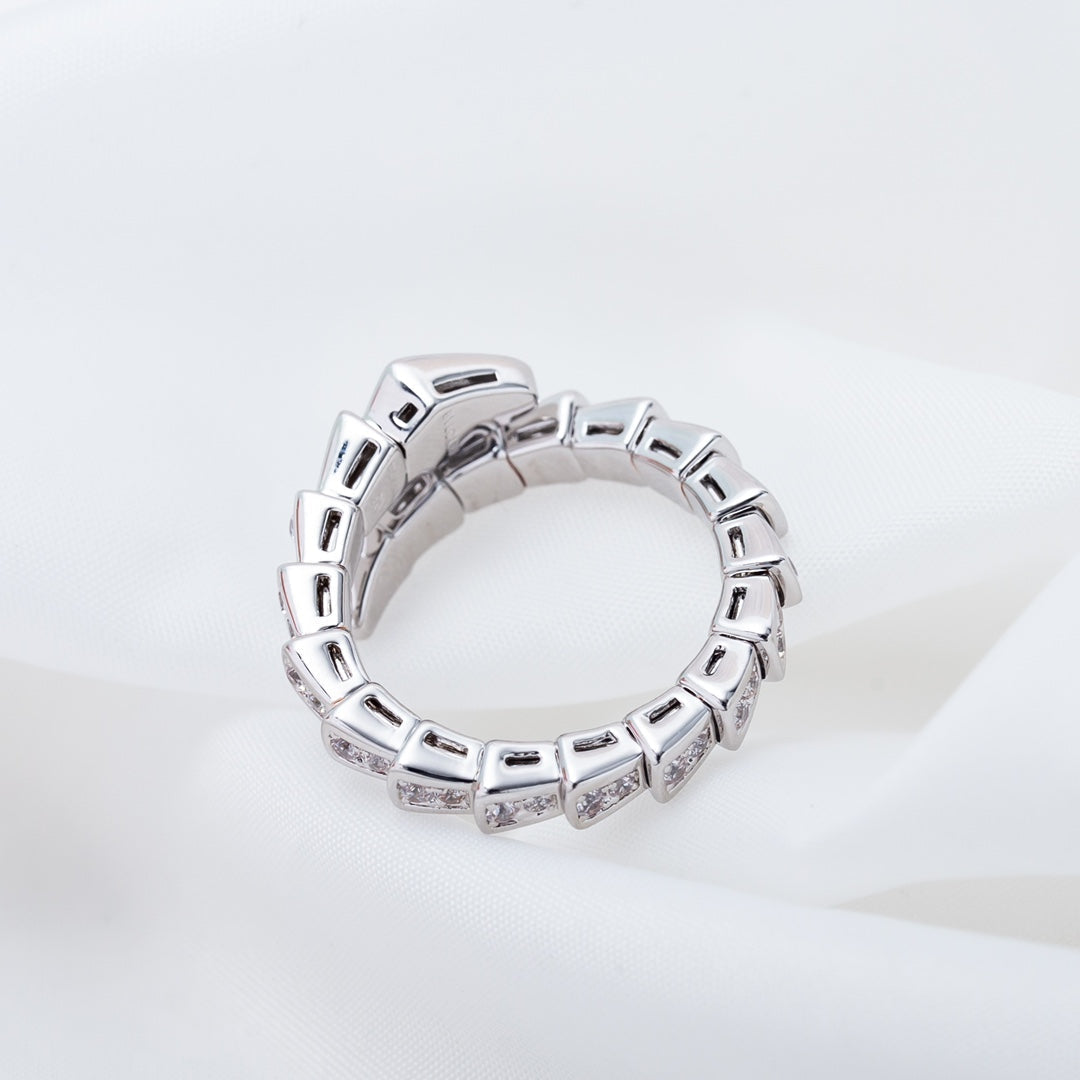 [✨ROSE✨]SERPENTI RING SILVER DIAMOND PAVED 4MM
