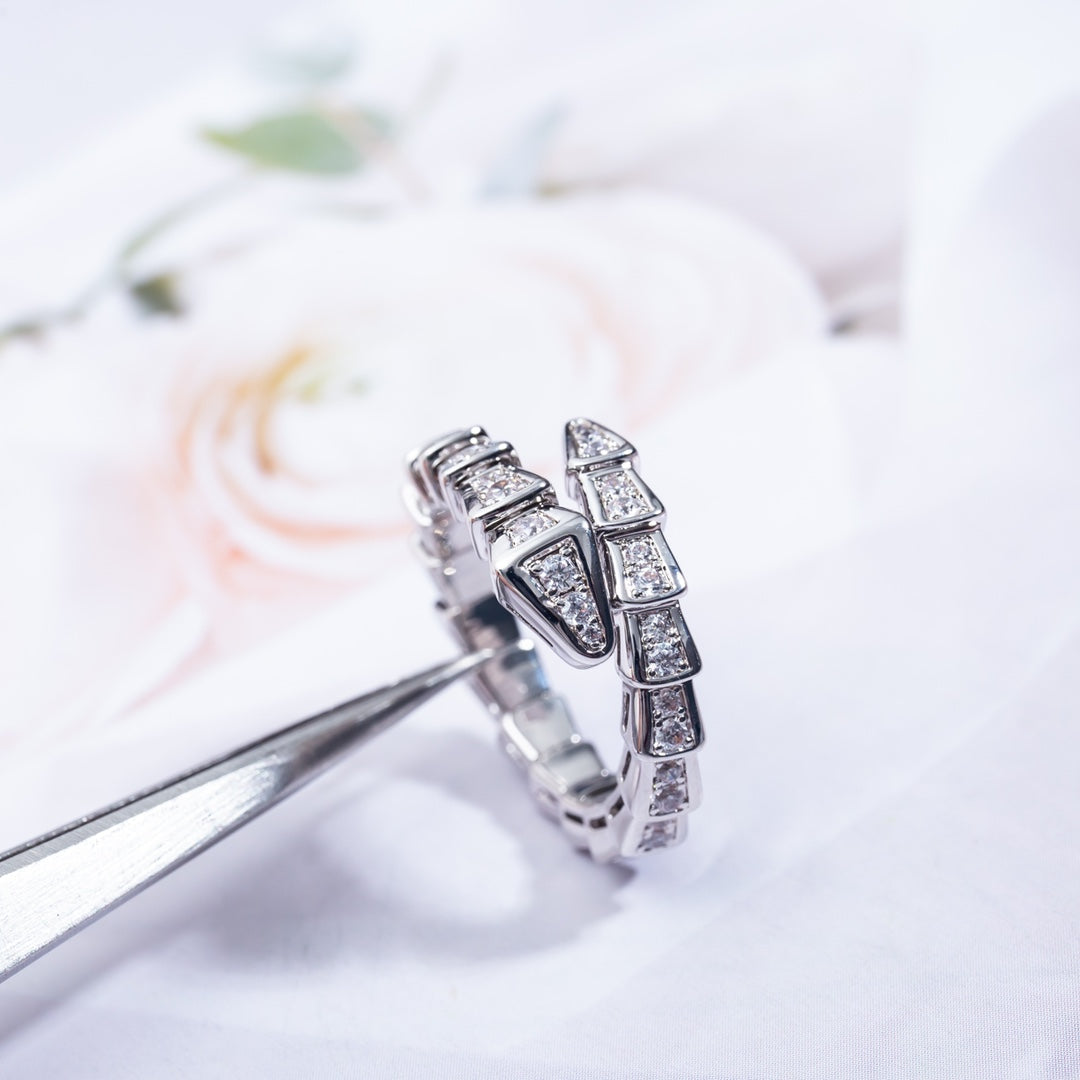 [✨ROSE✨]SERPENTI RING SILVER DIAMOND PAVED 4MM