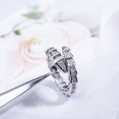 [✨ROSE✨]SERPENTI RING SILVER DIAMOND PAVED 4MM