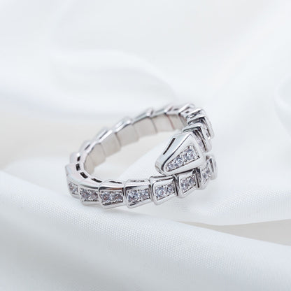 [✨ROSE✨]SERPENTI RING SILVER DIAMOND PAVED 4MM