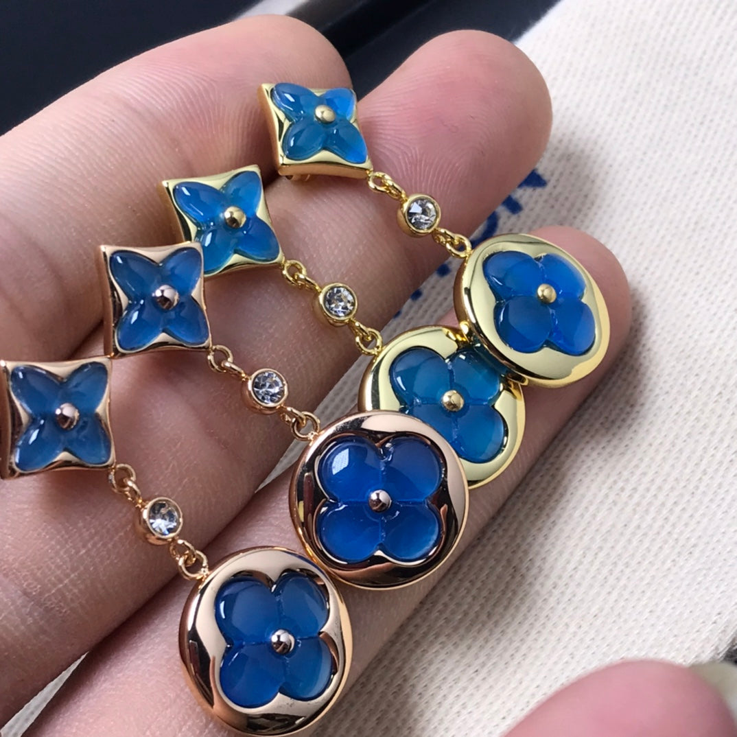 [✨ROSE✨]STAR AND SUN AGATE DIAMOND EARRINGS