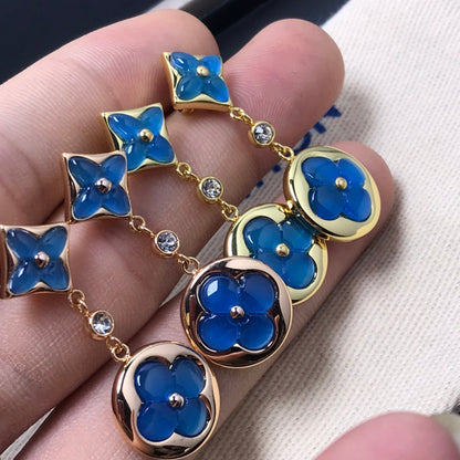 [✨ROSE✨]STAR AND SUN AGATE DIAMOND EARRINGS
