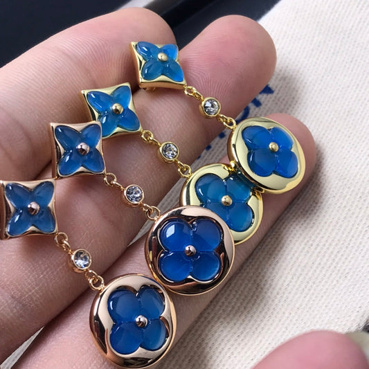 [✨ROSE✨]STAR AND SUN AGATE DIAMOND EARRINGS