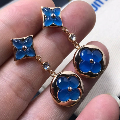 [✨ROSE✨]STAR AND SUN AGATE DIAMOND EARRINGS