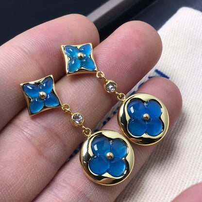 [✨ROSE✨]STAR AND SUN AGATE DIAMOND EARRINGS