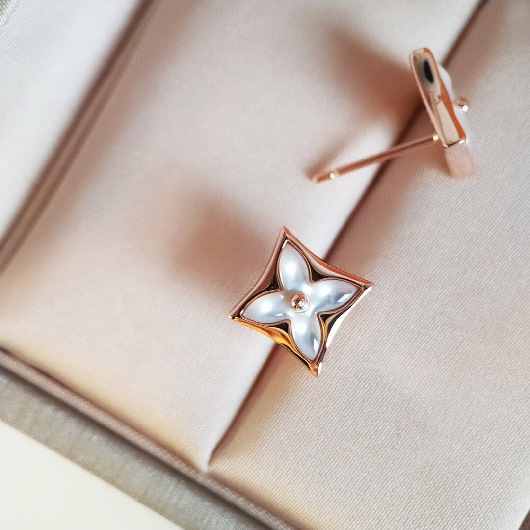 [✨ROSE✨]STAR MOP PINK GOLD EARRINGS