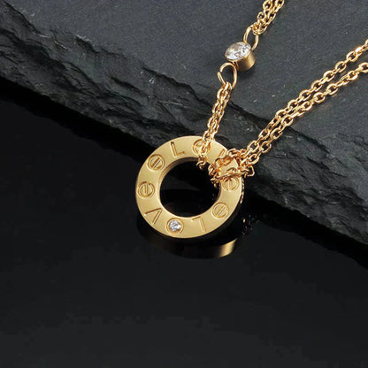 [✨ROSE✨]LOVE NECKLACE 16MM 2 DIAMONDS