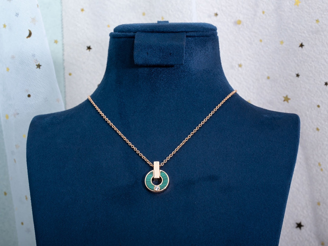 [✨ROSE✨]GARI NECKLACE PINK GOLD MALACHITE