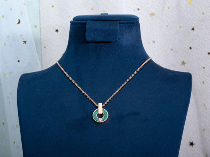 [✨ROSE✨]GARI NECKLACE PINK GOLD MALACHITE