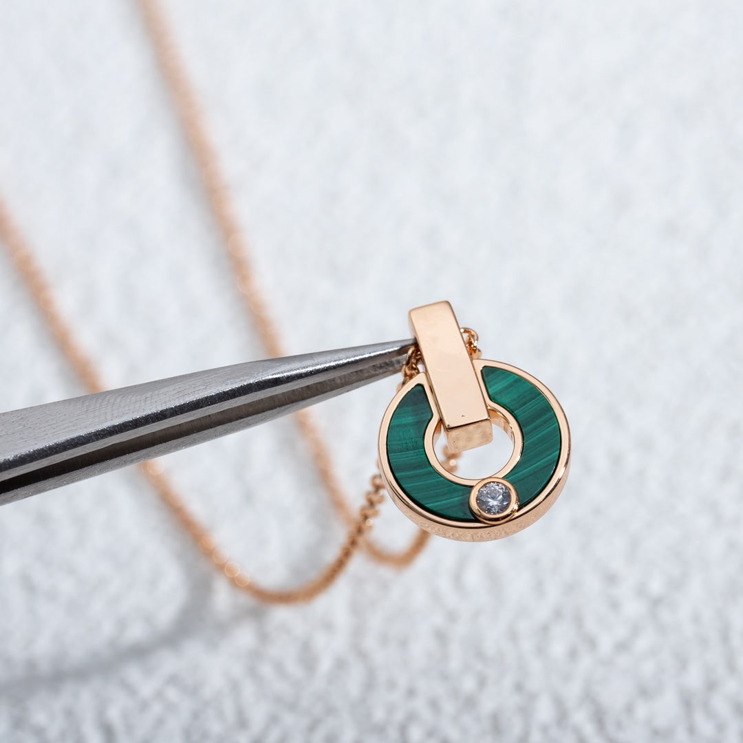 [✨ROSE✨]GARI NECKLACE PINK GOLD MALACHITE