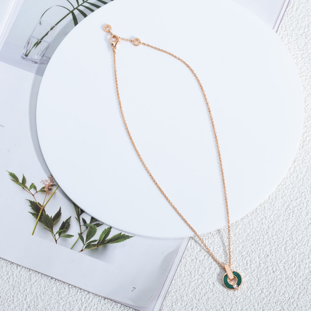 [✨ROSE✨]GARI NECKLACE PINK GOLD MALACHITE