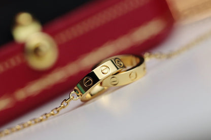 [✨ROSE✨]LOVE NECKLACE DOUBLE RING GOLD