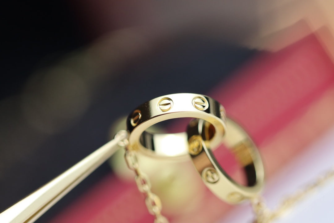 [✨ROSE✨]LOVE NECKLACE DOUBLE RING GOLD