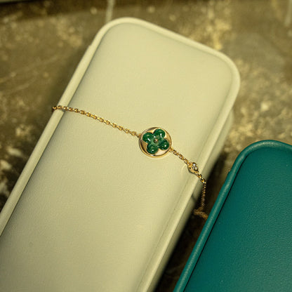 [✨ROSE✨]SUN MALACHITE 1 DIAMOND PINK GOLD BRACELET