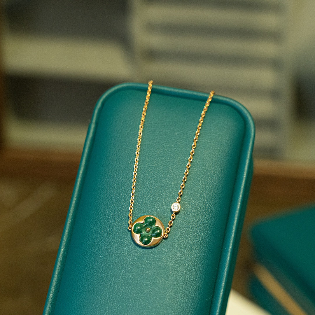 [✨ROSE✨]SUN MALACHITE 1 DIAMOND PINK GOLD BRACELET