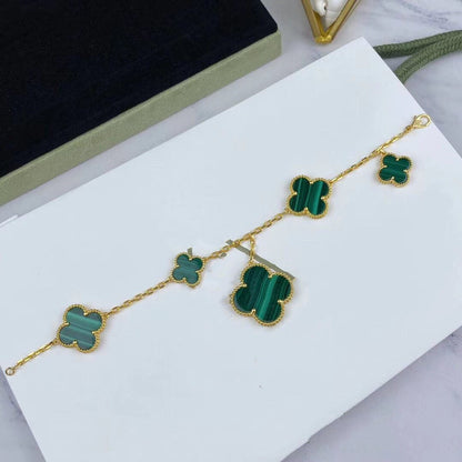[✨ROSE✨]MAGIC CLOVER MALACHITE GOLD BRACELET 5 MOTIFS