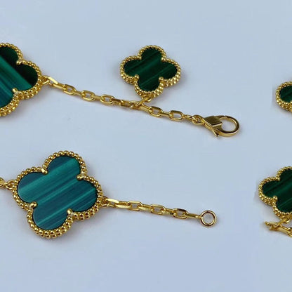 [✨ROSE✨]MAGIC CLOVER MALACHITE GOLD BRACELET 5 MOTIFS