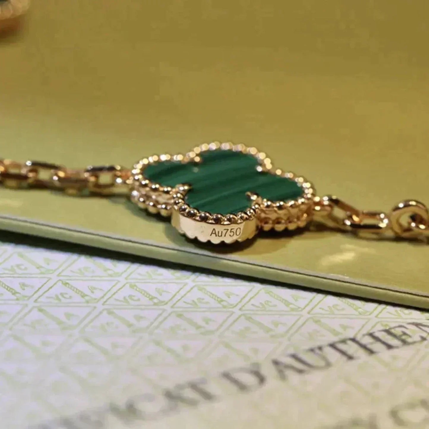 [✨ROSE✨]CLOVER 5 MOTIFS MALACHITE BRACELET