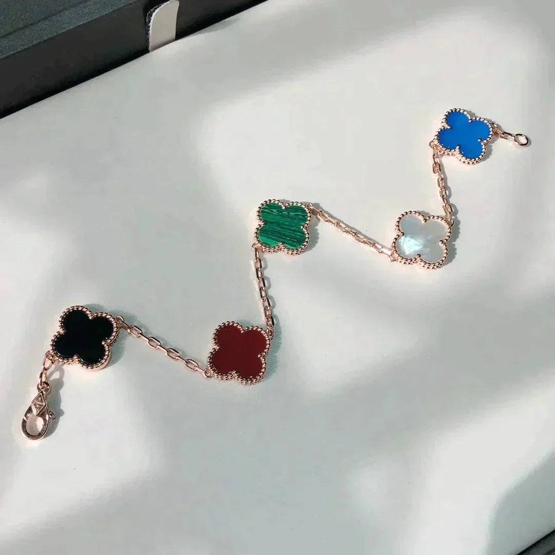 [✨ROSE✨]CLOVER 5 MOTIFS MULTICOLOR  BRACELET