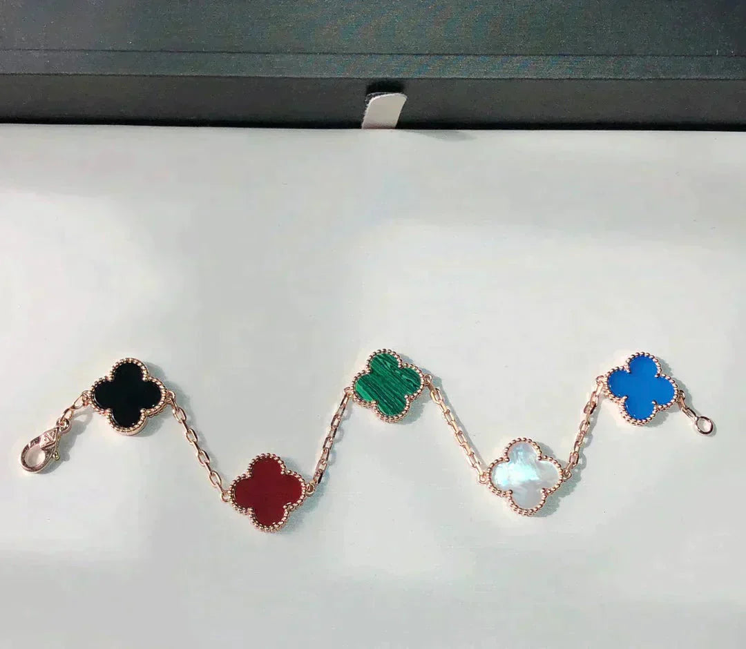 [✨ROSE✨]CLOVER 5 MOTIFS MULTICOLOR  BRACELET