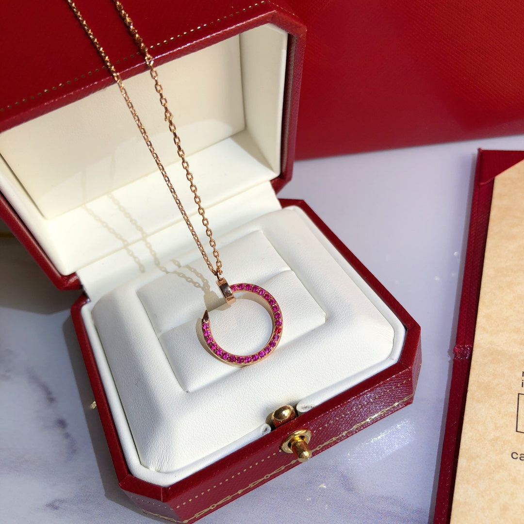 [✨ROSE✨]JUSTE NECKLACE GOLD RED DIAMONDS